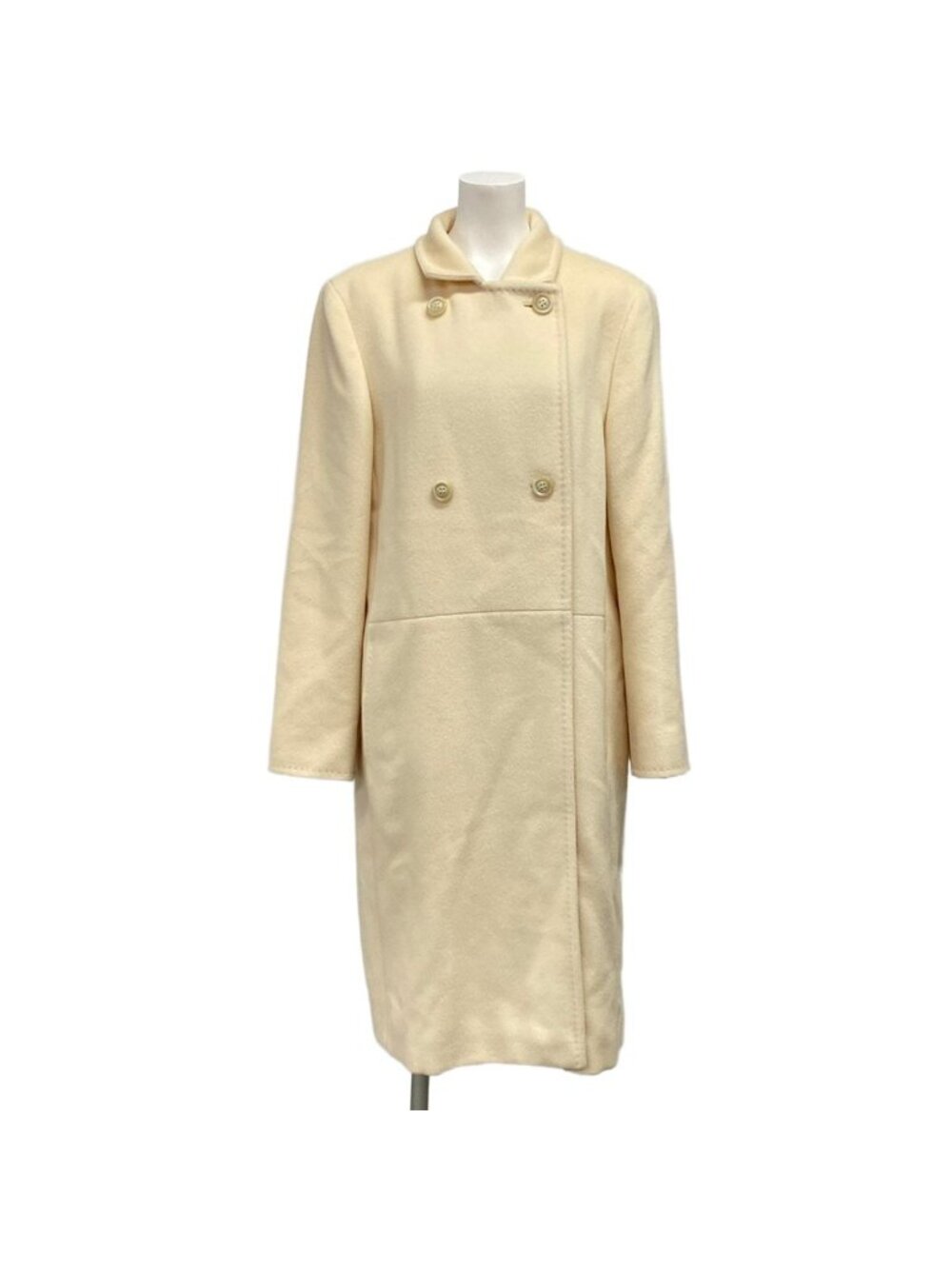 Max Mara Coat M Ivory Long Sleeve Winter Wool Cashmere 40